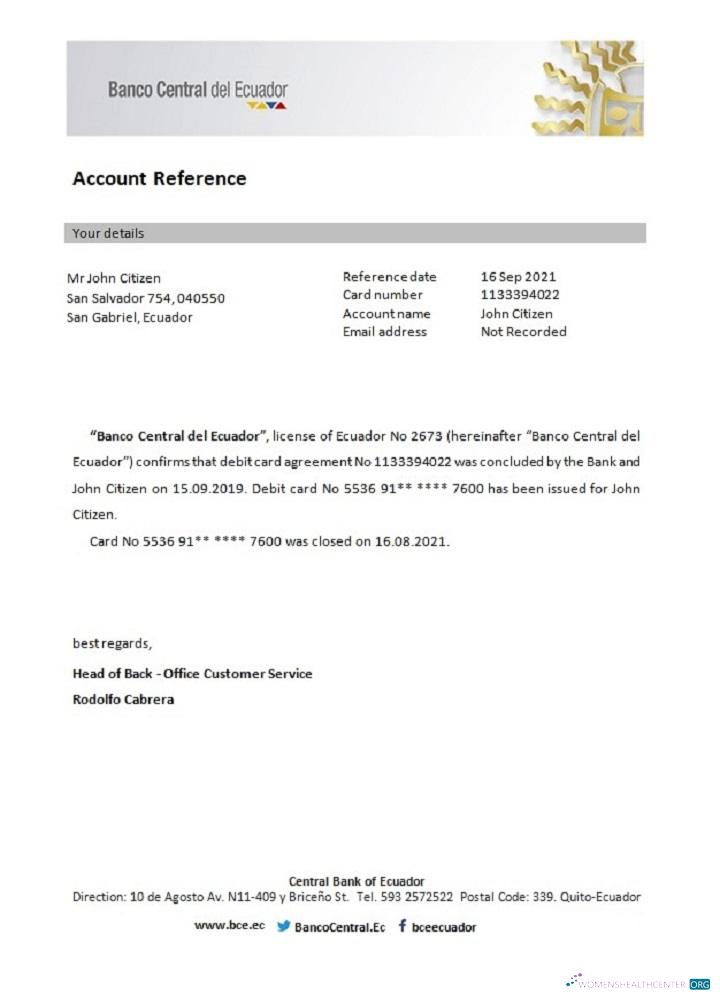 Download Ecuador Central Bank of Ecuador closure reference Photoshop template